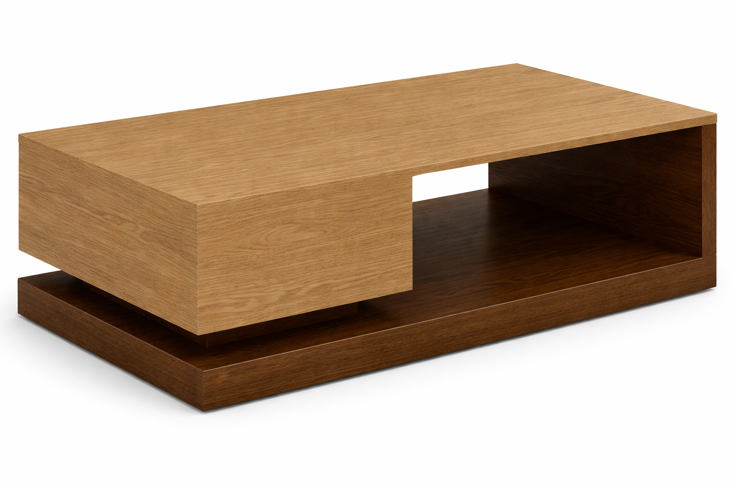 Wooden Coffee Table with a minimalist design on a white background