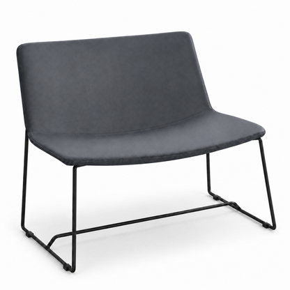 Modern black chair with a minimalist design on a white background