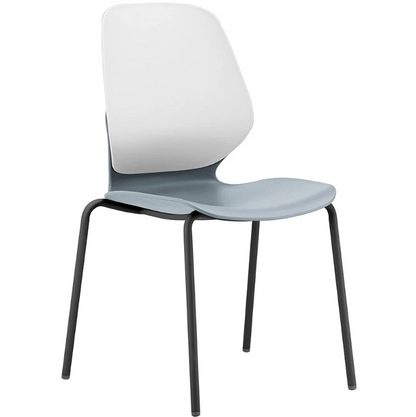 Modern chair with a white backrest and gray seat on a white background