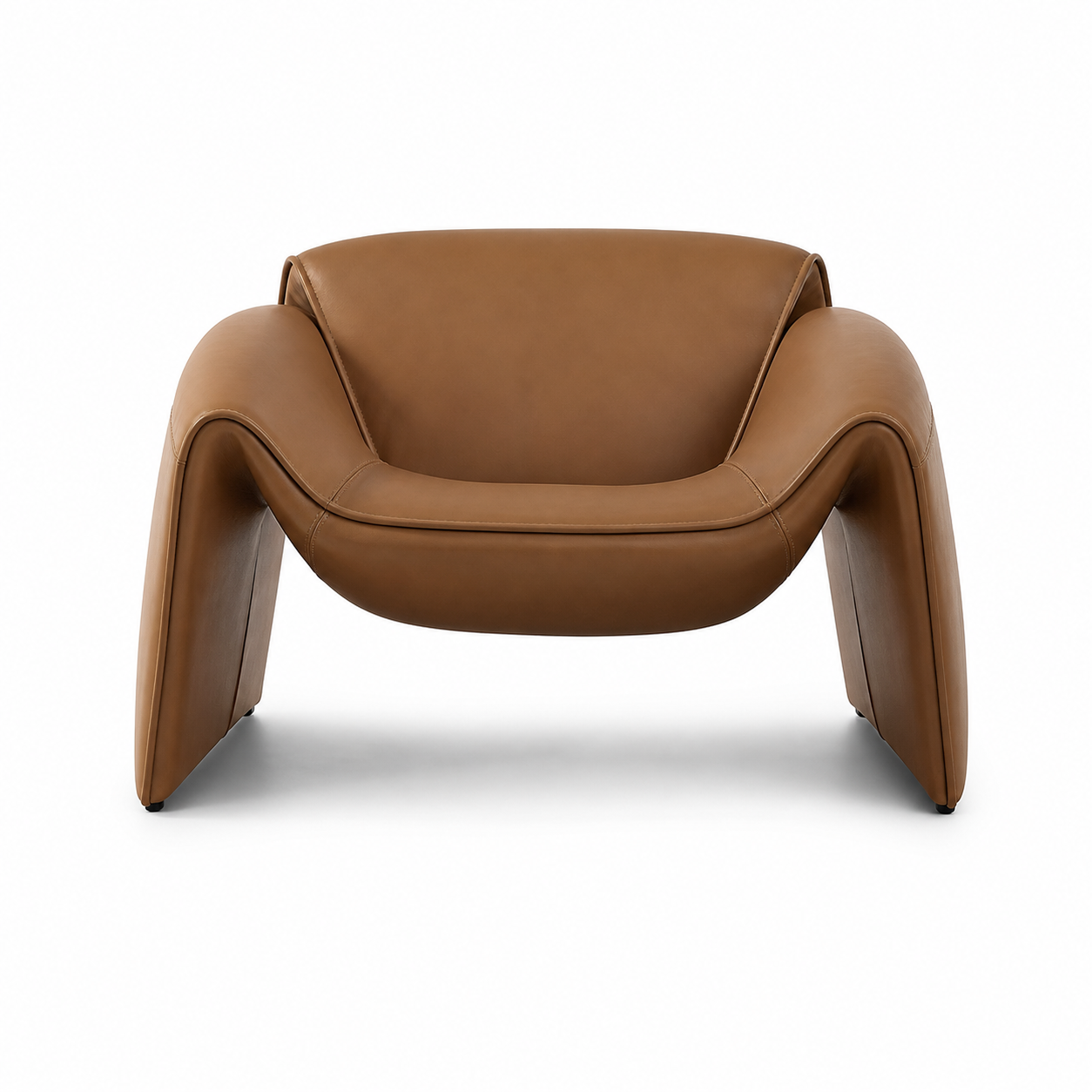 Brown leather chair on a white background