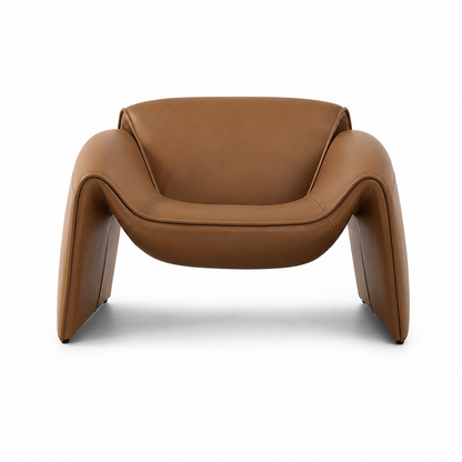 Brown leather chair on a white background