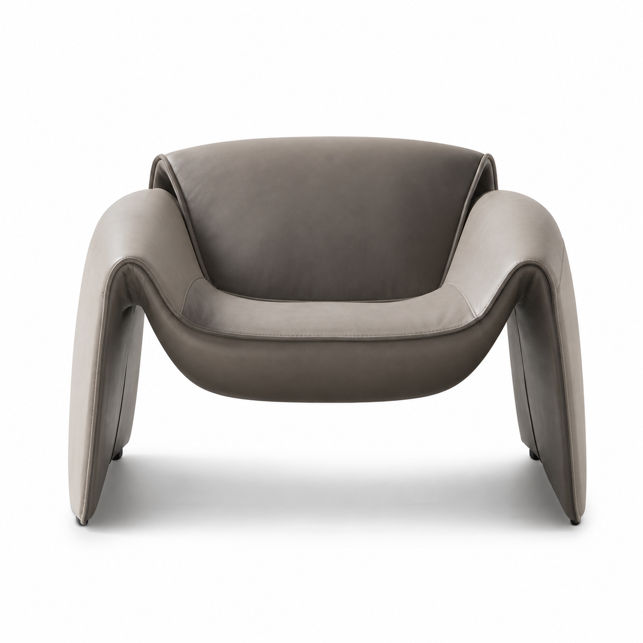 Modern grey chair with a unique design on a white background
