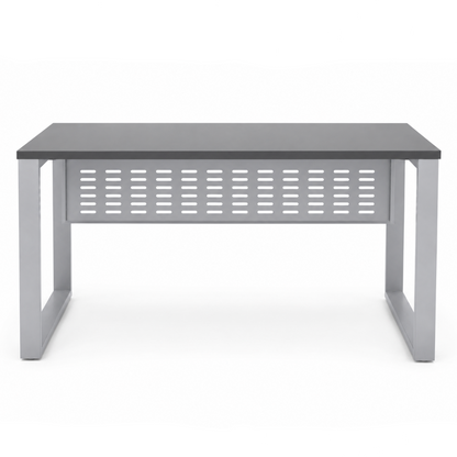 Gray metal table on a white background