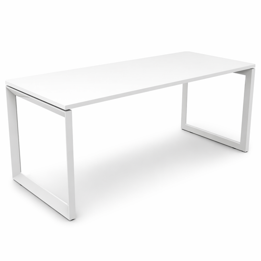 White rectangular bench desk on a white background